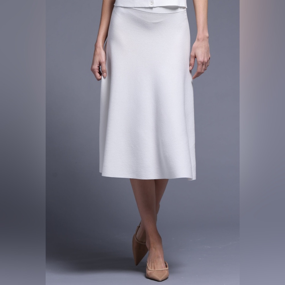 Minnie Rose White Fit & Flare Knit Skirt Size XL NWT